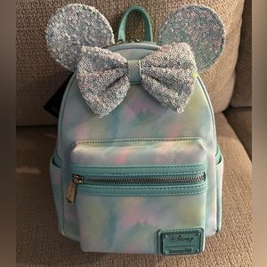 Blue Watercolor Sequin Disney Loungefly Backpack